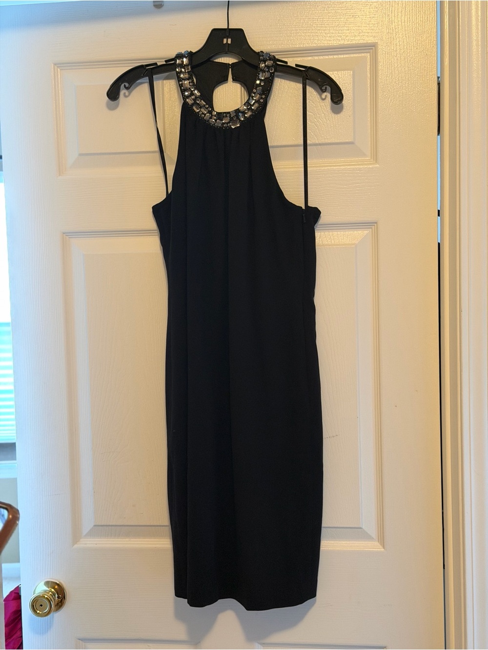 Jones New York Black Jeweled Halter Midi Dress
